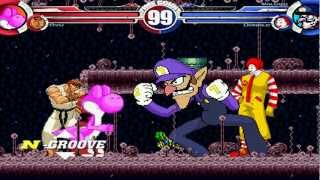 Pink Yoshi Gum amp Ryu vs Waluigi amp Donald MUGEN Battle [upl. by Eceinert]