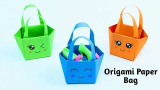 Origami Paper Bag  How to make Cute Origami Paper Bags  How to make Paper Bags with Handles [upl. by Ternan]