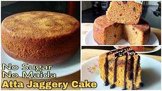 Dates Atta Jaggery Cake  Eggless Cake Without Oven Maida Sugar Butter Curd Condensed Milk [upl. by Aihsetal]