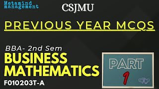 Business Mathematics  Previous Year Questions  BBA2nd Sem  Part1 [upl. by Zined]