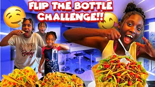 FLIP THE BOTTLE CHALLENGE TACO SALAD EDITION 🌮🌮🌮 [upl. by Nnyluqcaj31]