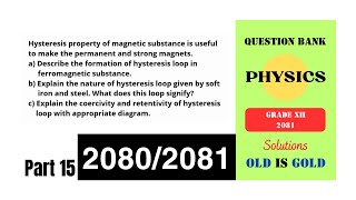 NEB Physics Class 12  Short Answer Questions  Part 15  Hysteresis Loop  Magnetism  Physics [upl. by Lexine920]