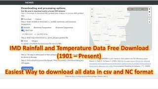 IMD RAINFALL AND TEMPERATURE DATA  FREE DOWNLOAD  TUTORIAL  IMD WEB  IMD LIB [upl. by Calvert664]