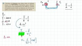 CALCULA EL DIÁMETRO DEL ÉMBOLO  FÍSICA  HIDROSTÁTICA  EJERCICIO [upl. by Asilla]