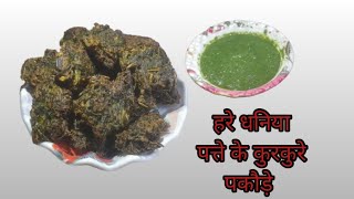 धनिया पत्ते के क्रिस्पी पकौड़े साथ मे चटनी।। special pakore ki recipe Ruparanikirasoi09687 [upl. by Suirauqram]