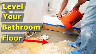 How to Self Level a Bathroom Floor Using Self Leveler Cement [upl. by Sylram]