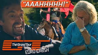 Hammond Clarkson and May Race Away From Archers On Horseback  The Grand Tour Eurocrash [upl. by Donetta]