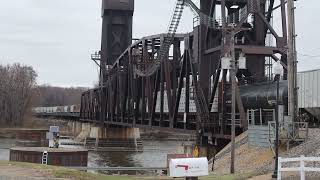 CPKC Train Crossing the Old Milwaukee Lift Bridge with Speed Checks River Subdivision Hastings MN [upl. by Adnihc91]