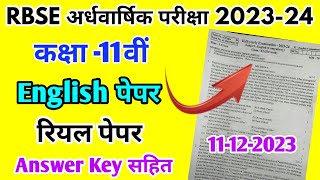 RBSE Class 11th English Half Yearly Paper 202324 Rajasthan Board Half Yearly Exam 11th Class Paper [upl. by Hareehahs]