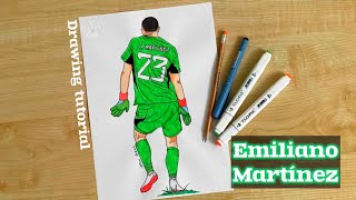 How to draw a footballer Emiliano Martinez  Aston Villa  Emiliano Martinez dance [upl. by Esineg]