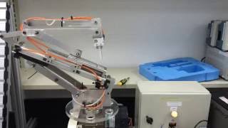 Three axes articulated Pneumatic Robotic Arm controlled using PLC [upl. by Randa898]