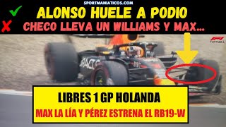 LIBRES 1 GP HOLANDA MAX LA LÍA SERGIO PÉREZ LLEVA UN WILLIAMS Y ALONSO PUEDE HACER PODIO [upl. by Adle]