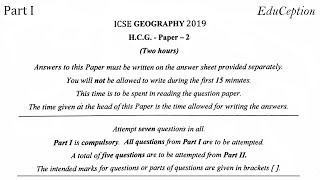 ICSE 2019 Geography Solved Question Paper [upl. by Rothwell]