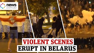 Violent footage shows police and protesters clashing in Belarus capital [upl. by Raveaux389]