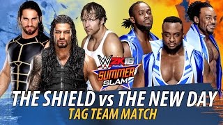 WWE 2K16  THE SHIELD TRIPLE POWERBOMB OMG The New Day vs The Shield  Tag Team Match [upl. by Anerdna]