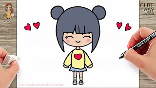 How to Draw a Cute Girl Easy Drawings [upl. by Yendis]