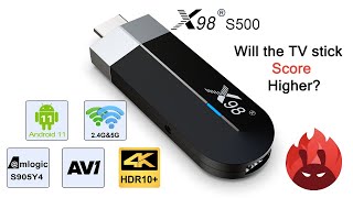 Mini TV Stick X98 S500 Android 110 Smart TV Box Amlogic S905Y4 24G5G WiFi 4K H265 HEVC [upl. by Acimahs]