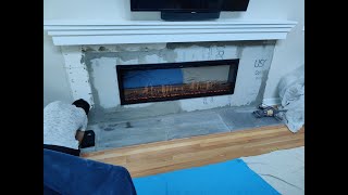 Replacing A Natural Gas Fireplace With An Electric Fireplace  Remodel [upl. by Temirf]