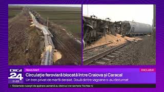 Un tren privat de marfă a deraiat între Craiova şi Caracal 3 trenuri spre București au întârzieri [upl. by Wagshul]