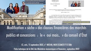 Clauses financières des contrats publics  le « oui mais» du conseil dÉtat [upl. by Philps]