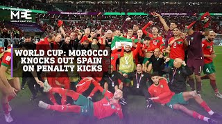 World Cup Morocco knocks out Spain on penalty kicks to advance to quarterfinals [upl. by Ahsitniuq]