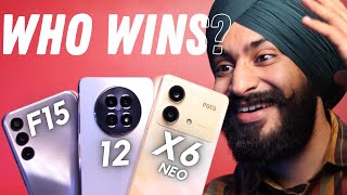 Best 5G Phone Under ₹15000  Samsung F15 vs Poco X6 Neo vs Realme 12 [upl. by Hebert]