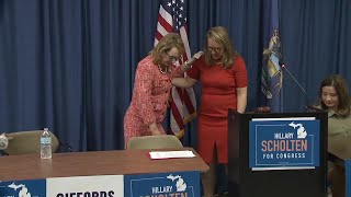 Gabby Giffords appears at a Hillary Scholten campaign event in Grand Rapids [upl. by Nomelihp]