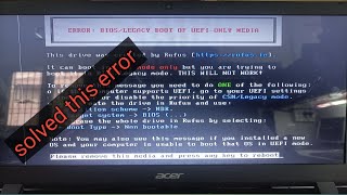 how to fix error bioslegacy boot of uefionly media in hindi error legacy boot of uefi media [upl. by Euqinehs]