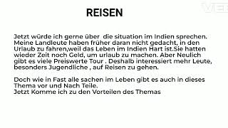 B1 Sprechen Teil 2  Reisen  Deutsch B1 Sprechen Teil 2 Thema [upl. by Erika823]