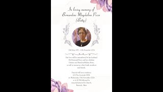 Funeral Mass of Bernardine Magdaline Pesso  Betty on 131124 Live streaming 400 pm IST onwards [upl. by Eiramanig]