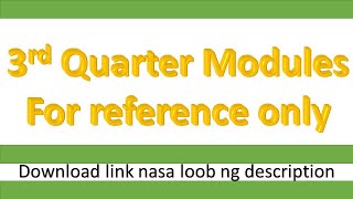 Third Quarter Modules  All subjects English Filipino Math Science MAPEH TLE TVL Senior High [upl. by Chong]