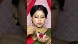 Durga puja Dashami saaj Sindur Porar styleTraditional Bengali Bridal look How to apply sindur [upl. by Salb]