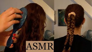 ASMR  Ponytail with two braids  hairstyle 🌛✨ hair play relax sleep no talking white noise [upl. by Demona]