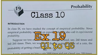 Ex 19 Probability Class 10 Q1 to Q5 Chapter 19  RS Aggarwal CBSE  Rajmith study [upl. by Yhtur229]