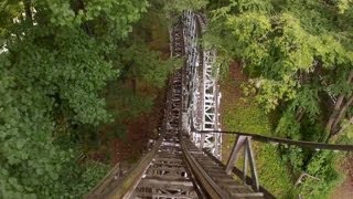 Blue Streak Roller Coaster POV Conneaut Lake Park Wooden Rollercoaster OnRide [upl. by Eimirej]