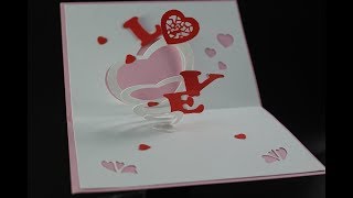 LOVE kirigami card LOVE pop up card  LOVE story card valentine Kirigami tutorial free pattern [upl. by Loginov]