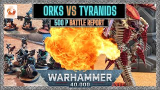 Orks vs Tyranids battle report 500 points warhammer40k battlereport orks tyranids [upl. by Dnarud]