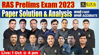 RAS Pre Exam 2023 Complete Paper Solution  RPSC RAS Pre 2023 Answer Key  RAS Pre Paper Analysis [upl. by Alyhc609]