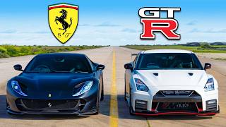 Ferrari V12 vs NISMO V6 DRAG RACE [upl. by Nelly]