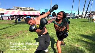 Venice Beach Fight Club Mexico Women KOs Man PLENTY of ACTION [upl. by Bois956]