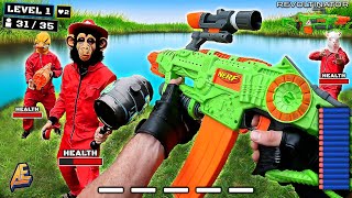 NERF GUN WAR  First Person Boss Battle  Animal Warfare [upl. by Analah]