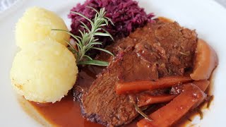 Saftiger RINDERBRATEN in Rotweinsauce selber machen  Schritt für Schritt Anleitung kochen [upl. by Sara938]