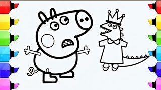 How to Draw George Pig Step by Step Easy Peppa Pig Drawing Peppa Pig Coloring [upl. by Danais673]