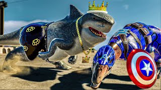 DC King Shark vs Hulk Captain America Iron man  Super hero Battle  JWE 2 Mods [upl. by Dorette]