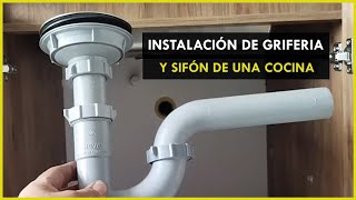 ¿Cómo instalar grifería y sifón de cocina Construcción [upl. by Shuping]