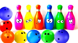 Learn Colors With Bowling Game For Kids 🎳🟢🔴🟡 [upl. by Ahseuqram]