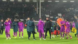 FULL TIME Fulham 14 Wolves Players Celebrate with Fans [upl. by Virge]