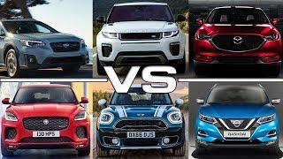 Subaru Crosstrek vs Range Rover Evoque vs Mazda CX5 vs Jaguar EPace vs Mini Countryman vs Qashqai [upl. by Oinotnaesoj253]