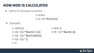 Using the Python Modulo  Operator [upl. by Yadnil]