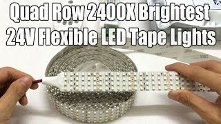 Quad Row 2400LEDs Per 16 4ft Cool White 9500k DC24V Brightest LED Tape Lights Warranty 3years [upl. by Bokaj]